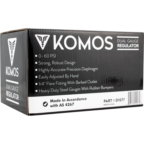 KOMOS® Premium Dual Gauge CO2 Regulator | 0–60 PSI
