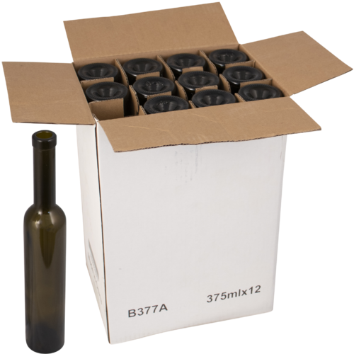 Farro Glass | Premium Wine Bottles | Bellissima | Antique Green | 375mL | Case of 12
