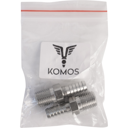 KOMOS® | Stainless Barb | 1/4 in. MPT x 5/16 in. Barb | 2-Pack