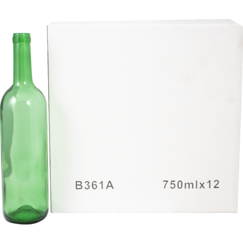 Farro Glass | Premium Wine Bottles | Bordeaux | Champagne Green | 750mL | Case of 12