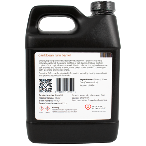Aroma Sciences | Caribbean Rum Barrel Liquid Extract | Double Concentrated | Natural Evaporated Oak Extract