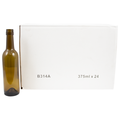 Farro Glass | Premium Wine Bottles | Stelvin® Screw Top Finish | Bordeaux | Antique Green | 375mL | Case of 24