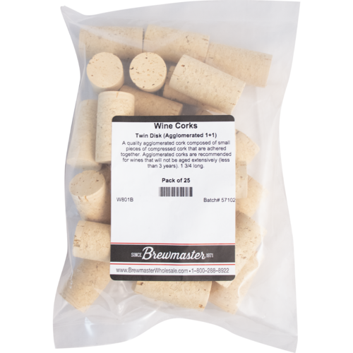 Twin Disc Wine Corks | Molinas SmartCork®  | Whole Natural Cork Ends | Agglomerated Core | #9 x 1.75