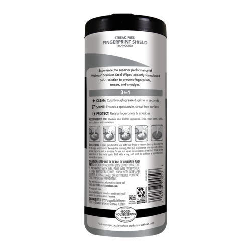 Weiman Stainless Steel Cleaner & Polish | Wipes | 30 Count