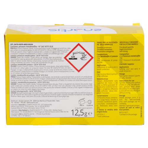 Enartis Effergran Dose 5 | Sulfite | 5 G active SO2 sachets | Box of 25