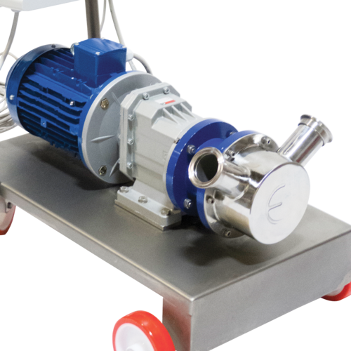 EnoItalia Flexible Impeller Pump | Euro 60 | Must Pump | Self-Priming | Remote Control | Stainless Control Box & Trolley Cart | 100 GPM | 3 in. T.C. | 230V