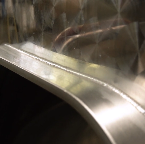 Close-up of a laser-welded seam