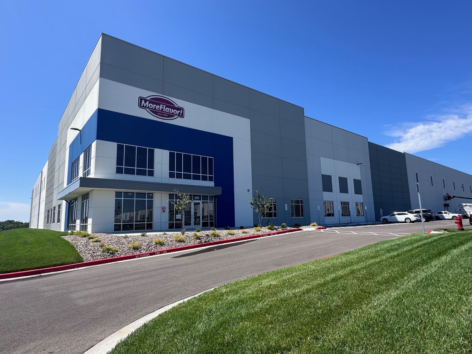 Exterior shot of a large MoreWine! Pro warehouse